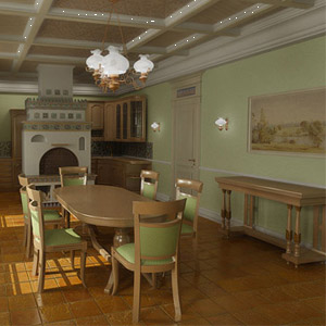 Интерьер кухни в русском стиле фото