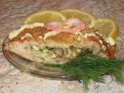 Рецепт Рыбный рулет с яйцом и грибами фото