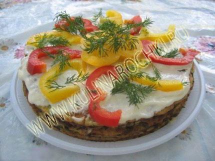 Закусочный торт из кабачков рецепт фото
